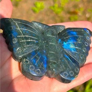 Labradorite Butterfly Crystal Carving
